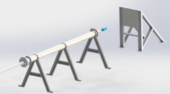 click/tap to enlarge this image... An image showing the pneumatic piston which will be used to simulate bird strike on a structure.