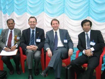 Paul Hogg with (from left to right) Profs Srivastava, Soutis and Kawada being interviewed by local television