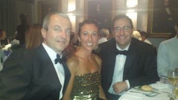 Nicola (seated left) accompanied by his wife Chiara and James Busfield at the gala dinner.