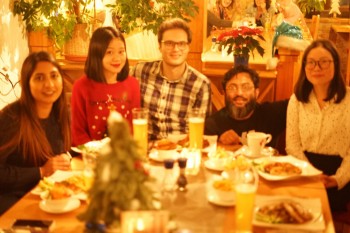 The Gupta group at the Alter-Stadtwaechter, Potsdam. From left to right: Sheetal Inamdar, Jingyi Mo, Paolino de Falco (currently at MPIKG, Potsdam), Himadri Gupta and Yanhong Wang.