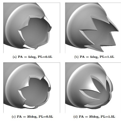 A virtual test bed of 3D nozzle exhaust designs aimed to reduce jet installation noise