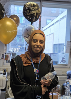 Aalia celebrating after the viva