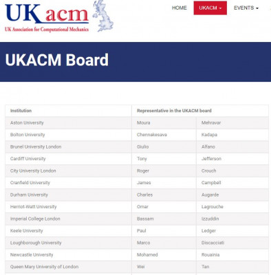 Board member of UK Association for Computational Mechanics