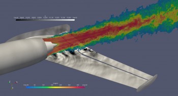 A realistic installed jet configuration simulated on a GPU workstation in the 'compute under the desk' mode.