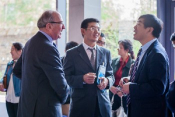 click/tap to enlarge this image... From L to R: Sir Nicholas Montagu, Chairman of the Council of QMUL, with Professor Wen Wang and Professor Cui from University of Oxford (past-President of the Society).