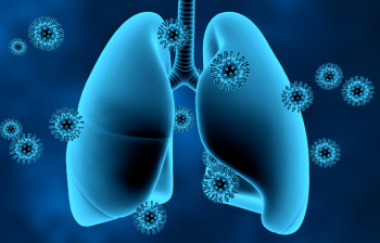 Virus particles surrounding lungs. Credit: feellife/iStock.com
