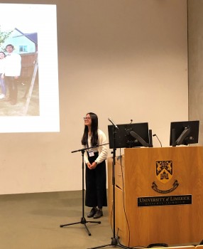 click/tap to enlarge this image... Muchun answering questions at the end of her talk.
