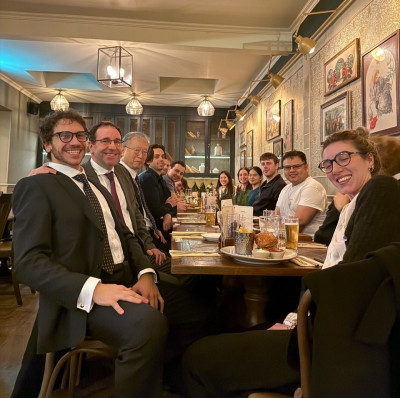 Several of the SMG celebrating graduation with Evangelos, Giacomo and Parinchaya