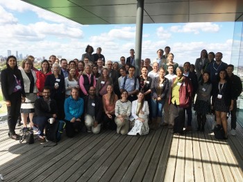 click/tap to enlarge this image... Launch event group photo on Graduate Centre terrace at QMUL