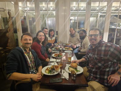 MIT visitors and Ana Sobrido's team members involved in the Royal Society International Exchanges project enjoying a traditional pub meal.