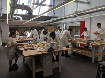 Students working on their tool tray