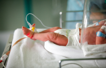 Premature baby in an incubator