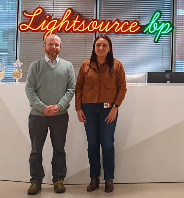 Prof Joe Briscoe and Ana Karen Zitter at Lightsource BP's London HQ