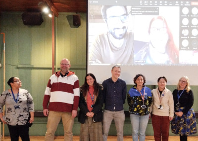 Staff present to receive their awards included in the front row from left to right: Mouna, Henri, Irene, Neil, Maria, Ji & Angela. At the back on camera: Saqib and Faith.