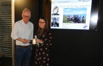 Sabina at the London heat of  the IOM Young Person's Lecture Competition