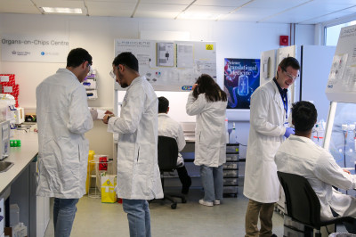 Dr Stefaan Verbruggen with students in a lab
