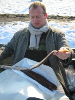 Ton enjoying smoked eels in Holland