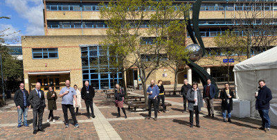 SEMS coffee meet in the sunshine in library square