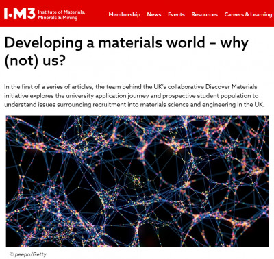 A journey to explore and understand issues surrounding recruitment into Materials Science and Engineering in the UK