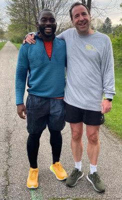 James and William completing the pre-breakfast ACS Fun Run in Ohio earlier in the year.