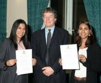 Farah, Principal Adrian Smith and Anna.