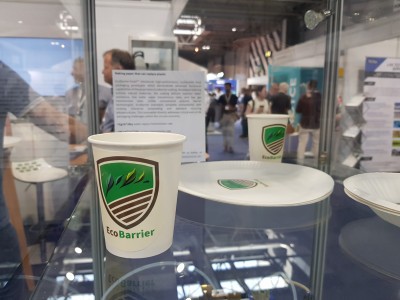 click/tap to enlarge this image... EcoBarrier coatings for the food industry on display.