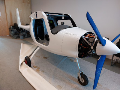 A demonstration model of Vellis -- an all-electric 2-seat aircraft, just 60dBa -- quiet inside and outside