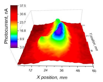 Photocurrent image of a single cardiomyocyte within a beating organoid.