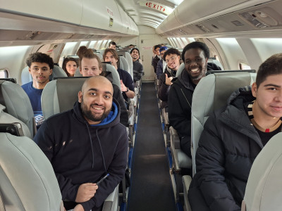 Students on the test flight