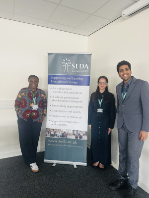 click/tap to enlarge this image... Dr Shah presenting work with Maneeha at SEDA Spring Conference 2026