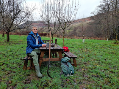 The university generously provided me with a 25 year service award which I used to purchase this bench to go in a small orchard and nature reserve that I help manage in the Brecon Beacons in Wales.