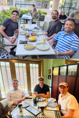 Dr Shah with research collaborator, Dr Maurice Chiodo (Cambridge) and retreat programme participants, Dr Bismark Singh (Southampton) and Dr Rajneesh Kumar (Sussex)