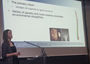Megan presenting at the International Conference on Cilia, Flagella and Centrosomes in Paris