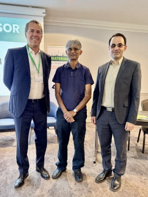 On the left is Ingo Gustav Wender, who is the founder of
Advanced Potash Technologies, a pioneer in the creation of potassium-based nutrients produced from feldspar, to restore degraded soils, producing sustainable potash fertilizers.

On the right is  Ali Kamali, Director of Energy and Environmental Materials Research Centre at Northeastern University in China.