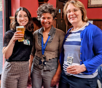 Dr Eleni Costa with Tina Chowdhury (QMUL) and Prof Anna David (UCL & UCLH)