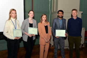 From left to right Valeriia Kudriavtceva, Megan McFie, Julia Strudwick from Polymax, Hudair Samad  and Prof Martin Knight