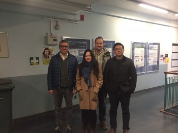  From let to right are -- Prof. Matej Praprotnik (Laboratory for Molecular Modeling, National Institute of Chemistry, Slovenia), Jingyi Hu, Sergey Karabasov, and Yi Sui.