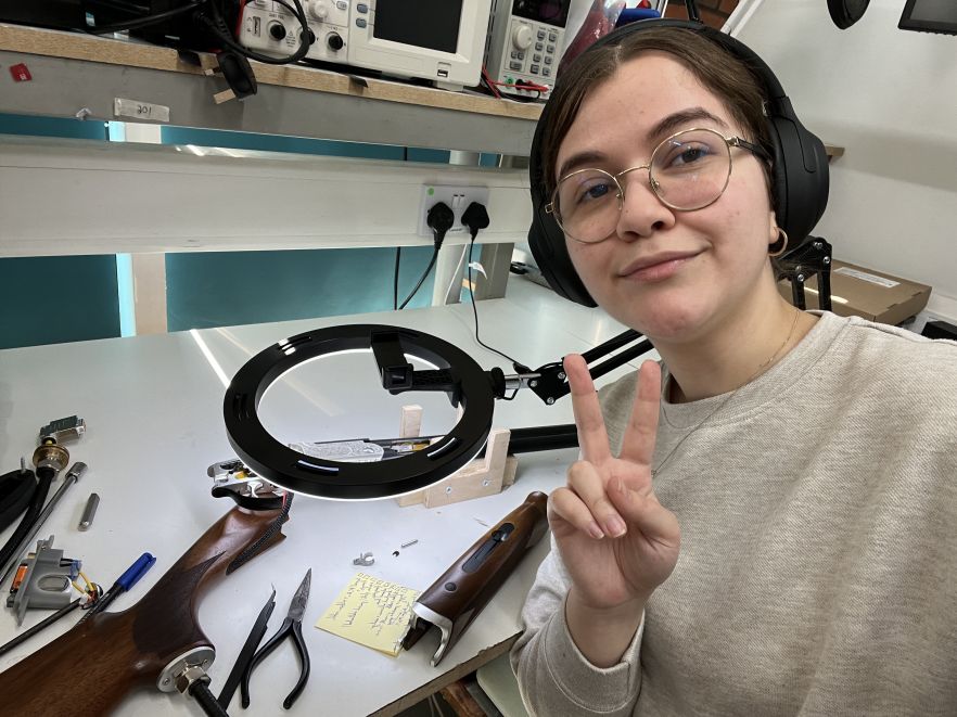 Bianca in the electronics lab