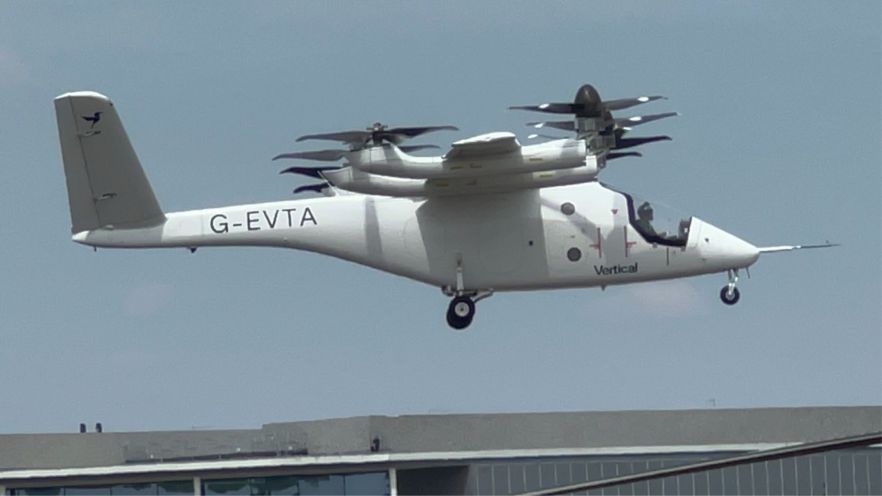 A plane on display at Farnborough Airshow