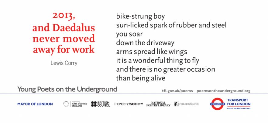 Lewis' poem, as displayed on the underground