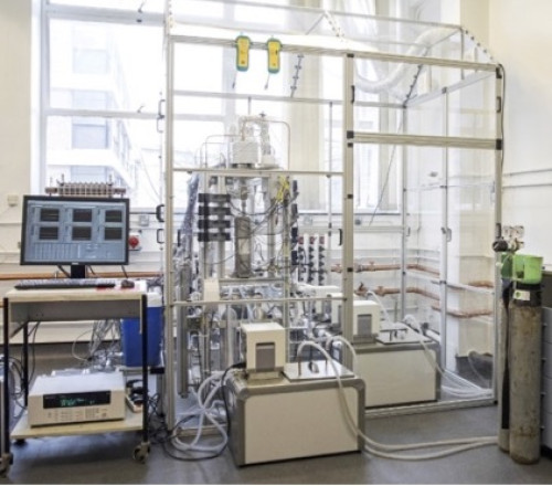 Microchannel rig to measure local condensation and flow boiling heat transfer using inverse method.