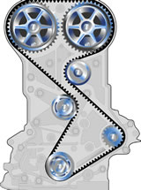 Timing belt on an engine