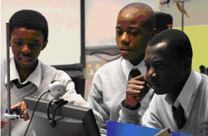 School children taking part in the science animation workshop